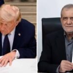 US President Donald Trump during remarks about the proposed agreement with Iran.