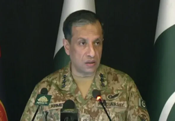 Lieutenant General Ahmed Sharif Chaudhry during an ISPR press conference on Pakistan's security and counterterrorism operations.
