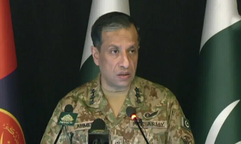 Lieutenant General Ahmed Sharif Chaudhry during an ISPR press conference on Pakistan's security and counterterrorism operations.