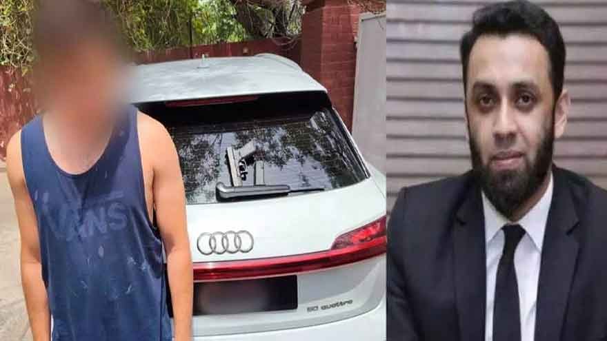 Lahore Police officials investigate a gunfire incident involving a vehicle near Federal Information Minister Attaullah Tarar.