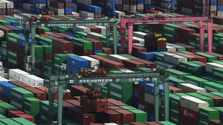 Chinese and European Union flags displayed as China imposes export controls on European firms in response to EU sanctions.