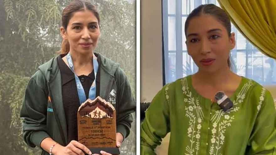 Pakistani mountaineer and trail runner Anum Uzair after winning the country's first 100-kilometre Galiyat Mountain Trail Ultra Marathon.