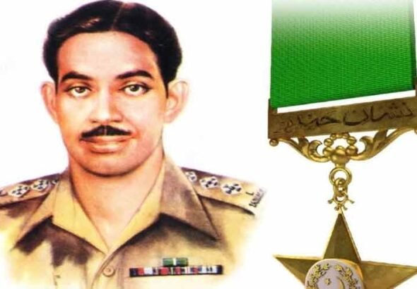 Portrait of Captain Muhammad Sarwar Shaheed, Pakistan's first Nishan-e-Haider recipient, honoured on his 78th martyrdom anniversary.