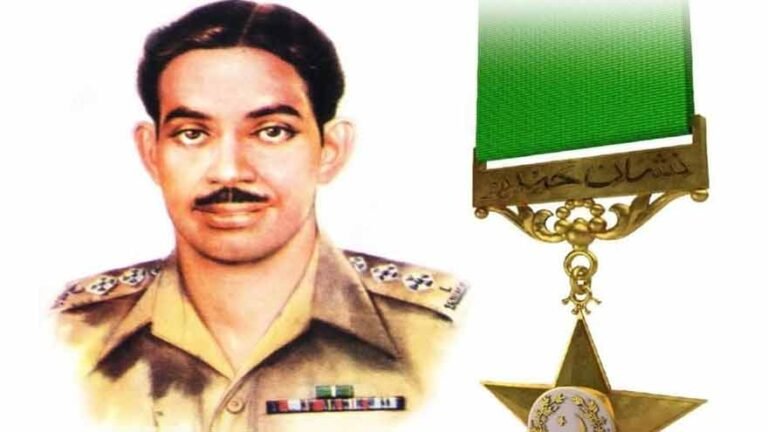 Portrait of Captain Muhammad Sarwar Shaheed, Pakistan's first Nishan-e-Haider recipient, honoured on his 78th martyrdom anniversary.