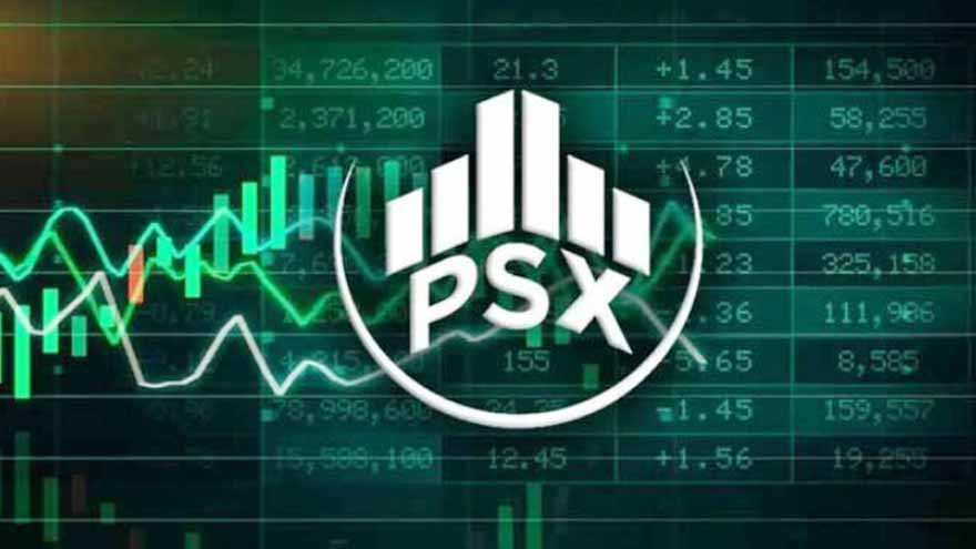 Pakistan Stock Exchange trading board showing a sharp rise in the KSE-100 Index after US-Iran talks.