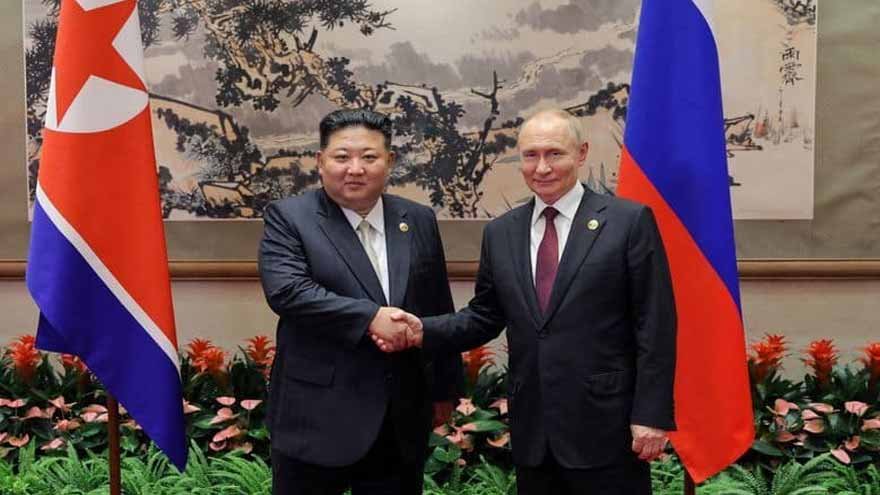 North Korean leader Kim Jong Un and Russian President Vladimir Putin during growing diplomatic and military cooperation.