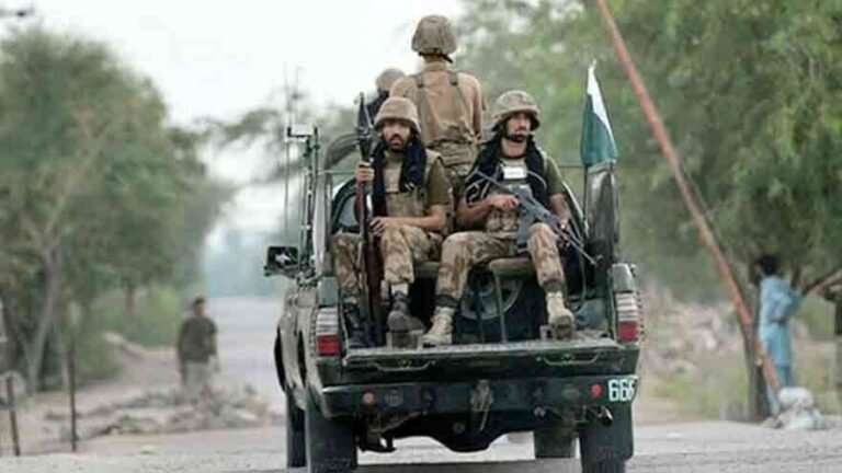 Security forces carry out a counterterrorism operation in Washuk, Balochistan.