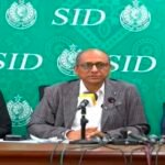 Sindh Minister Saeed Ghani speaking at a press conference in Karachi about provincial matters.