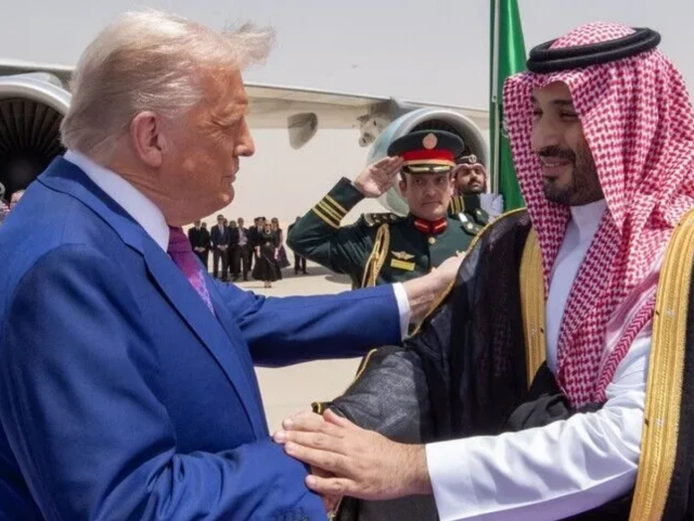 Saudi Crown Prince Mohammed bin Salman discussing Middle East tensions with US President Donald Trump.