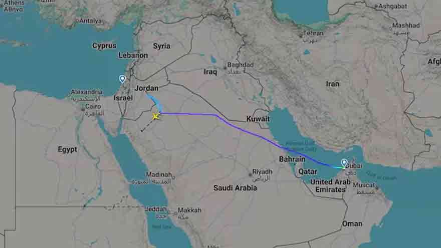 Flydubai Flight FZ1073 diverted from Dubai to Tel Aviv and landed in Tabuk Saudi Arabia