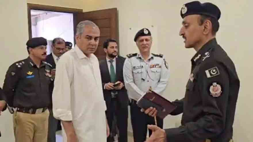 Mohsin Naqvi reviewing modern police training facilities at the National Police Academy in Islamabad
