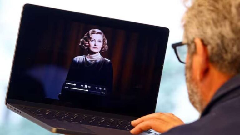 AI-generated recreation of Hollywood actress Greta Garbo for an SKF advertisement.