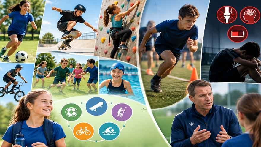 Youth Sports guidance encourages young athletes to participate in different physical activities to support healthy development and reduce injury risks.