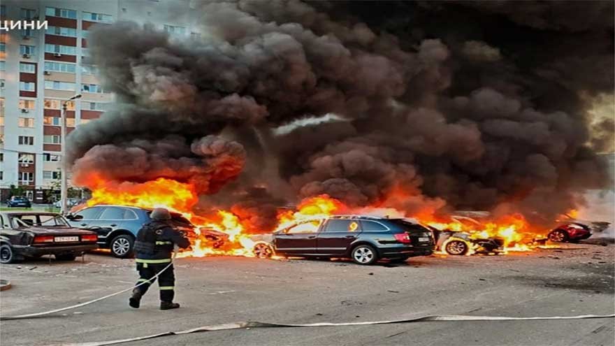 Russia Ukraine War: Damage in Kyiv following a Russian ballistic missile barrage and attacks across Ukraine.