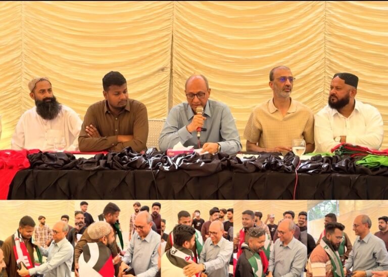Sindh Labour Minister Saeed Ghani addresses a Karachi political gathering where PML-F office-bearers and workers announce their decision to join the PPP.