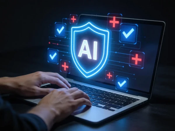 AI Cybersecurity guide featuring five ways to protect personal data, online accounts and devices from AI hackers.